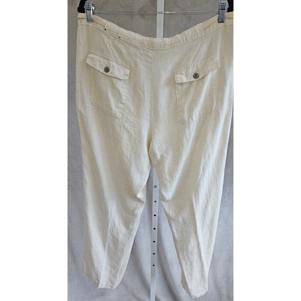 Tasso Elba Island Men's 36x30 Cream 100% Linen Drawstring Resort Pants MINT